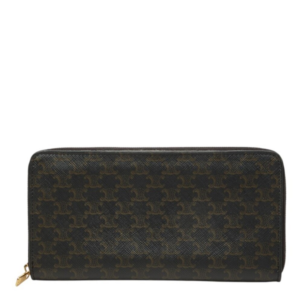Celine Triomphe Round Zip Long Wallet, Black/Brown, Women's CELINE